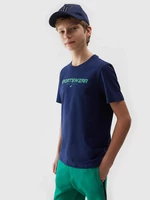 Boys' T-shirt with 4F print - navy blue