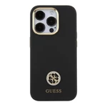 Zadní kryt Guess Liquid Silicone 4G Strass Metal Logo pro Apple iPhone 15 Pro Max, černá