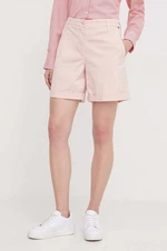 Kraťasy Tommy Hilfiger dámské, růžová barva, hladké, high waist, WW0WW42457