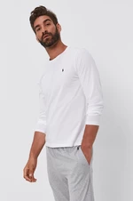 Tričko s dlouhým rukávem Polo Ralph Lauren pánské, bílá barva, hladké, 714844759004
