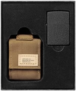 Zippo sada taktické púzdro hnedé + zippo zapaľovač 26075 black crackle