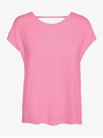 Pink T-shirt with neckline on the back VERO MODA Ulja June - Women