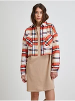 Orange-beige checkered cropped shirt Noisy May Flanny - Women