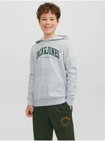 Svetlosivá chlapčenská melírovaná mikina s kapucňou Jack & Jones Josh Svetlosivá chlapčenská melírovaná mikina s kapucňou Jack & Jones Josh