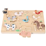 Adam Toys Dřevěné zábavné vkládací puzzle se zvukem, Farma