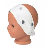 Letní čelenka, bandana, mušelín, Srdíčka, Baby Nellys - smetanová, vel. 116-122 (5-7r)