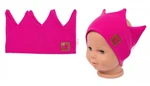 Dvouvrstvá čelenka, Baby Nellys Hand Made, bavlna, Korunka STAR - malinová, 80/98, vel. 80-98 (9-36m)