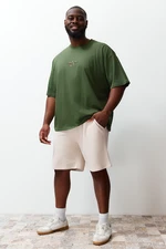 Trendyol Plus Size Stone Regular/Normal Fit Comfortable 100% Cotton Basic Shorts