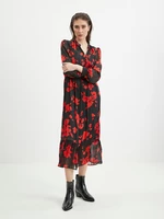 Červeno-černé dámské květované šaty ORSAY - Dámské