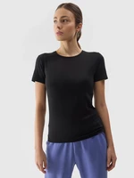 Women's Slim 4F Plain T-Shirt - Black