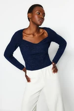 Trendyol Navy Blue Shimmer Detailed Knitwear Sweater