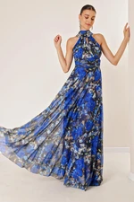 By Saygı Halterneck Lined Floral Long Tulle Dress Saks