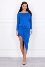 Asymmetrical dress, 3/4 sleeve purple-blue