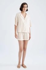 DEFACTO Relax Fit Striped Pocket Linen Shorts