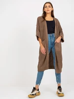 OCH BELLA brown long cardigan with wide sleeves