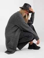 Dark grey long cardigan with pockets RUE PARIS