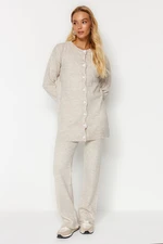 Trendyol With Stone Pearl Buttons, Knitwear, Cardigan, and Trousers Top and Bottom Set