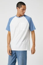Koton Pocket Detailed T-Shirt. Raglan Sleeve Crew Neck Short Sleeved.