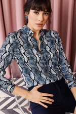 Olalook Women's Navy Snake Pattern Viscose Shirt
