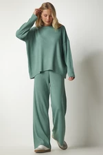 Happiness İstanbul Women's Turquoise Knitwear Sweater Pants Suit