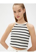 Koton Crop Singlets, Halter Neck Sweater With Openwork Slim Fit.