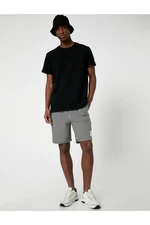 Koton Bermuda Shorts with Label Print, Pocket Detail, Lace-Up Waist.