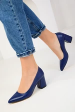 Soho Navy Blue Women's Classic Heeled Shoes 18511