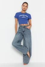 Trendyol Blue Normal Waist Skater Jeans
