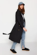 Trendyol Black Belted Button Closure Trench Coat TWOAW24TR00063