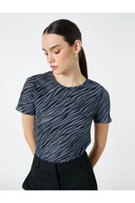 Koton Zebra Patterned T-Shirt Short Sleeve