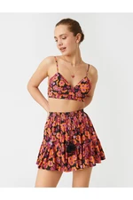 Koton Tiered Mini Skirt with Floral Pattern