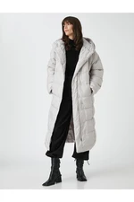 Koton Long Puffy Coat Hooded With Snap Snaps