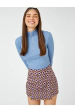 Koton Floral Shorts Skirt High Waist Zipper Closure