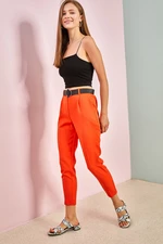 Bianco Lucci Women's Elastic Waist Belted Trousers