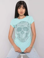 Light blue women's T-shirt with skull