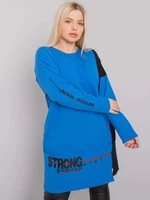 Dark blue tunic of a larger size with long sleeves