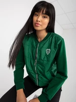 RUE PARIS dark green quilted bomber sweatshirt with pockets