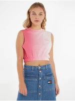 Růžový dámský crop top Tommy Jeans - Dámské