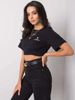 Women's black T-shirt with embroidery