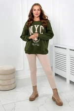 Cotton set insulated sweatshirt + khaki leggings