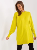 Women's lime oversize sweater with long sleeves