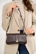 Madamra Brown Women's Lock Cover Shoulder Bag