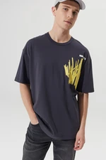 AC&Co / Altınyıldız Classics Men's Anthracite Oversized Loose Fit 100% Cotton Crew Neck Printed T-Shirt.