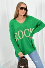 Sweater with Rock inscription light green