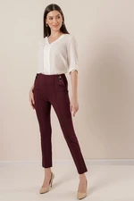 By Saygı Side Pockets, Buttons and Accessories, Lycra Stretchy Trousers Wide Size Range, Mink.