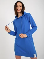 Dark blue sweatshirt basic dress with hood