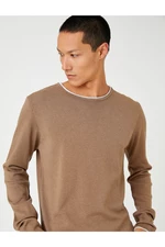 Koton Basic pletený svetr s kulatým výstřihem a dlouhými rukávy