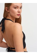 Dilvin 1011 Lace-up Back Tricot Bustier-black