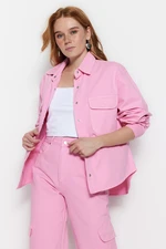 Trendyol Pink Oversize Denim Shirt Jacket