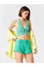 Koton Mini Denim Shorts With Pocket Destroyed